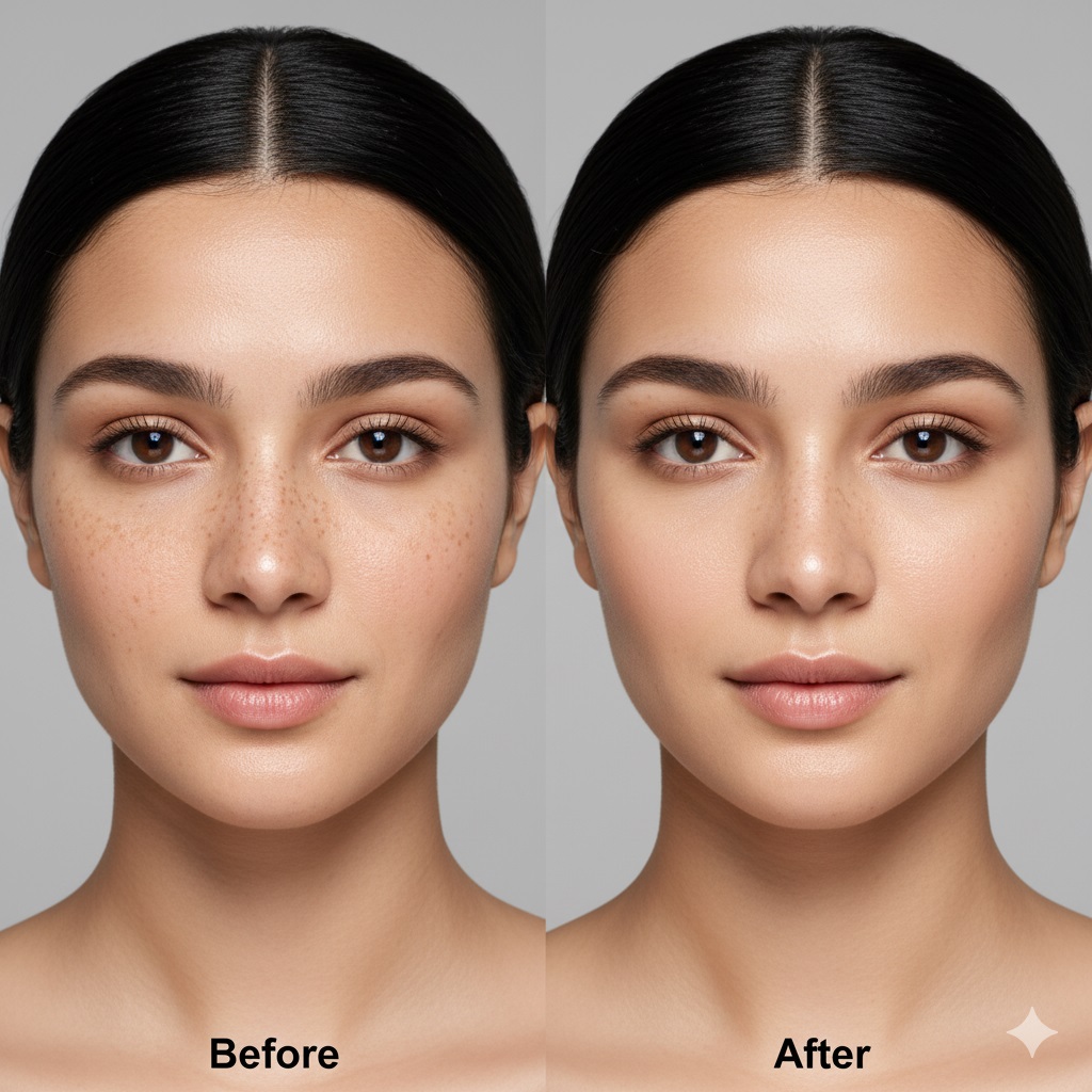 Before and after results of pigmentation removal with laser at Skincraft Lahore