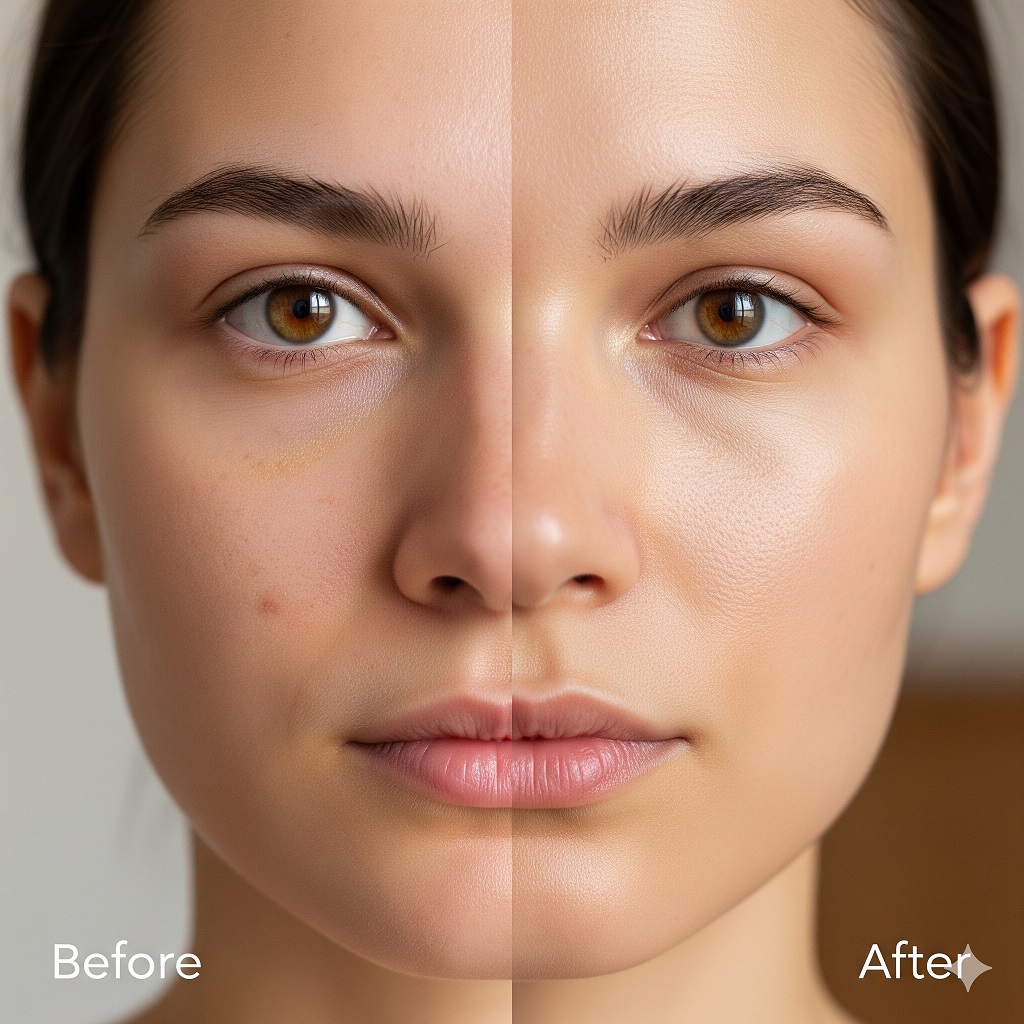Before and after results of acne scar treatment at Skincraft Lahore